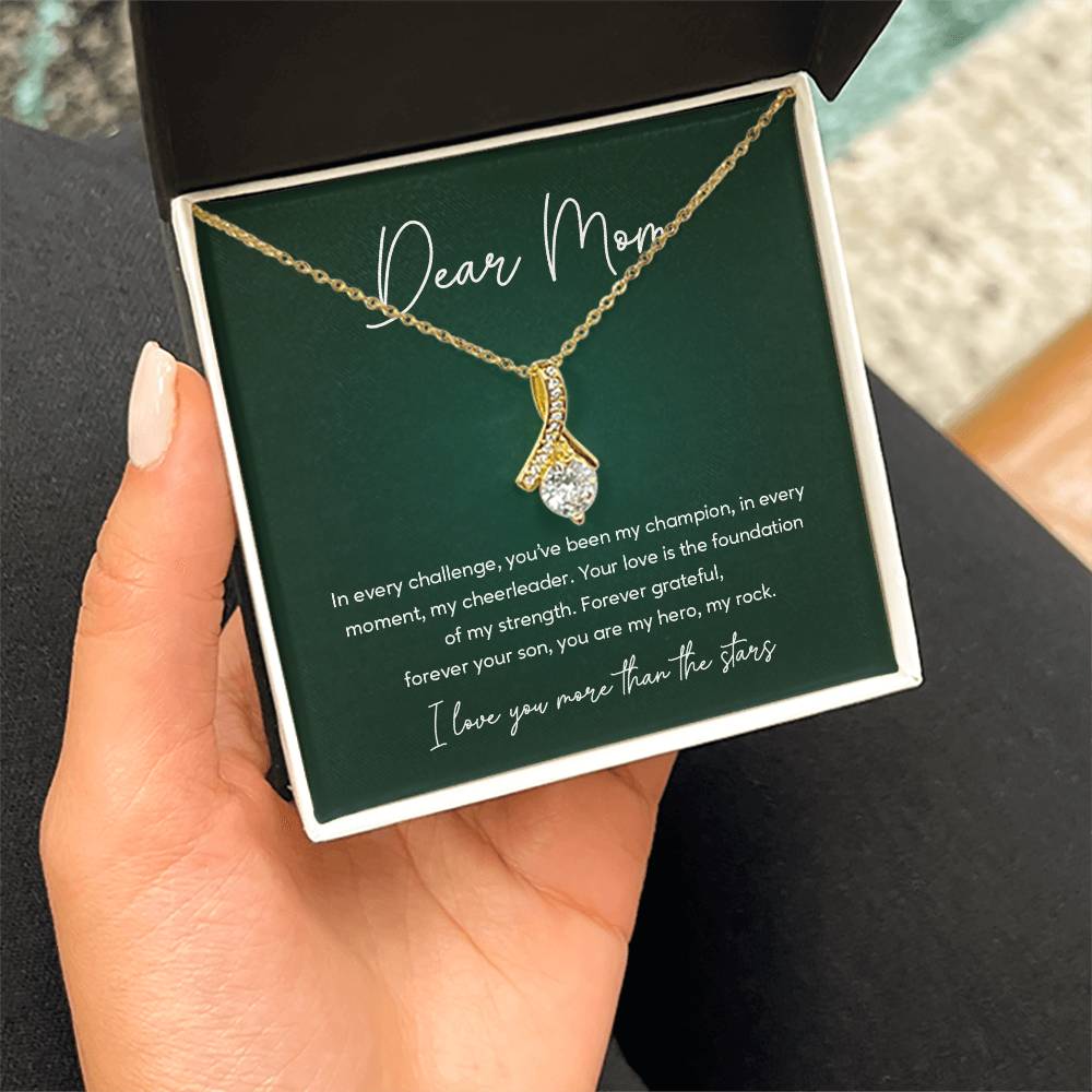 Mom Necklace from Son – I Love You More Than the Stars Message Card