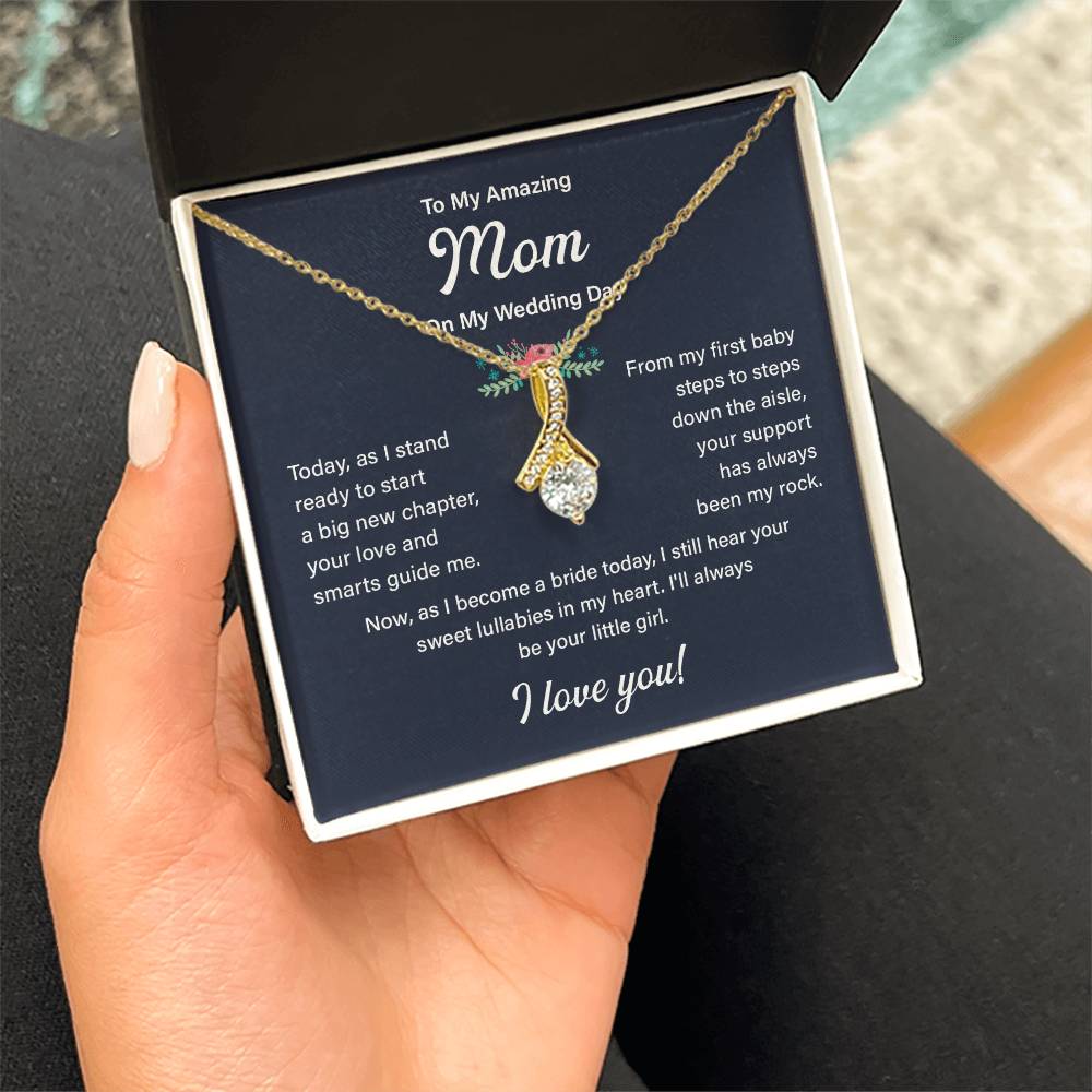 To My Mom Necklace Gift on My Wedding Day With Message