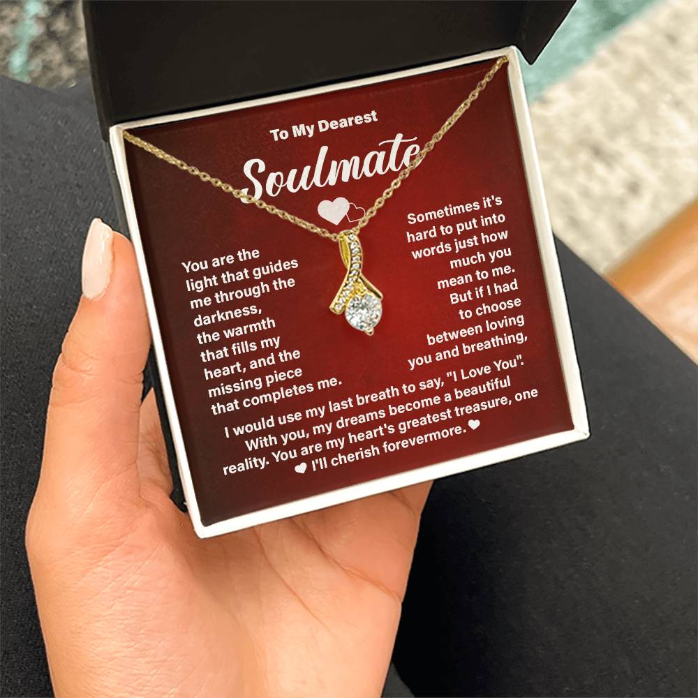 Soulmate Necklace Gift for Her – Message Card and Gift Box