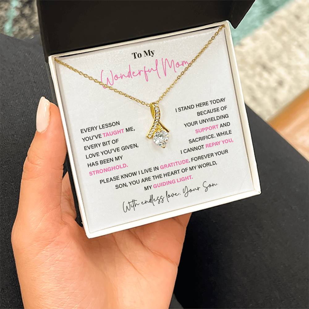 Necklace for Mom from Son with Gratitude Message Card Gift Boxed
