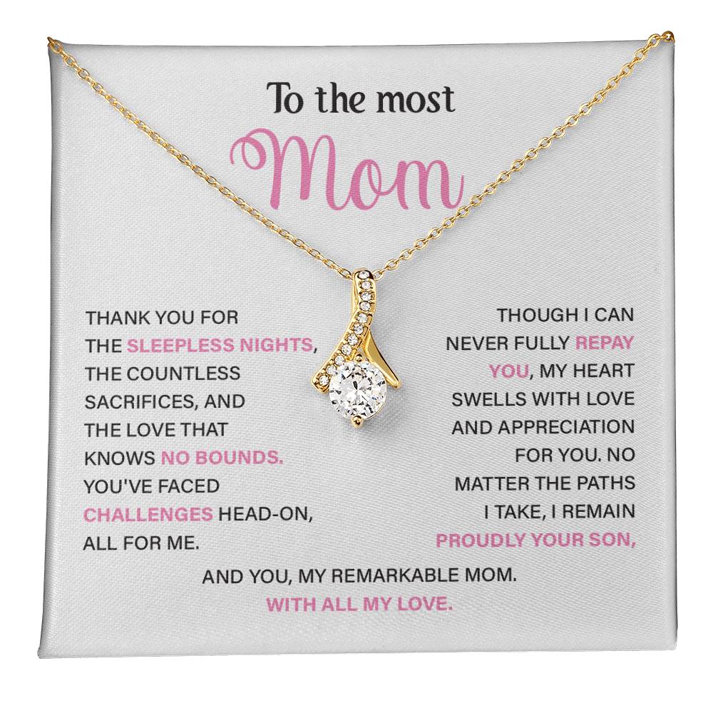 Mom Gift Necklace From Son With Message Card