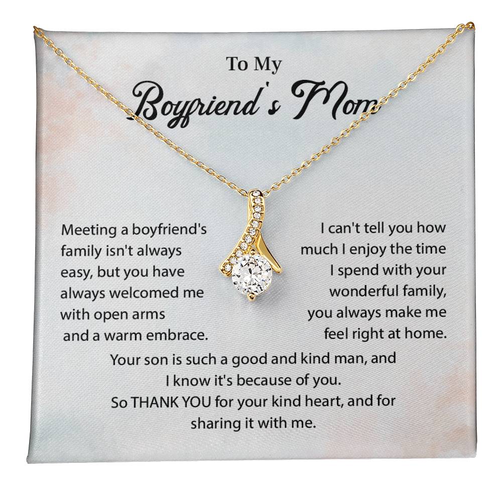Boyfriend’s Mom Teardrop Necklace Gift with Card