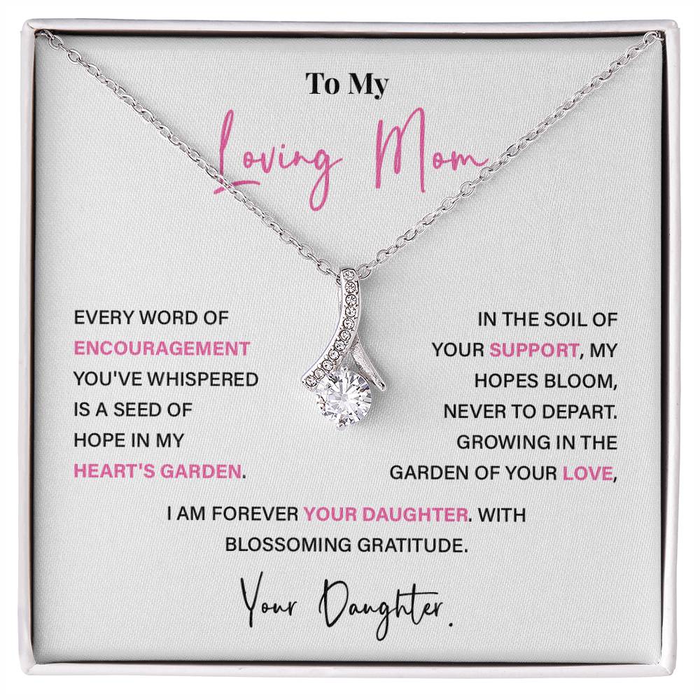 Encouragement Mom Necklace – Gift from Daughter with Floral Message Card