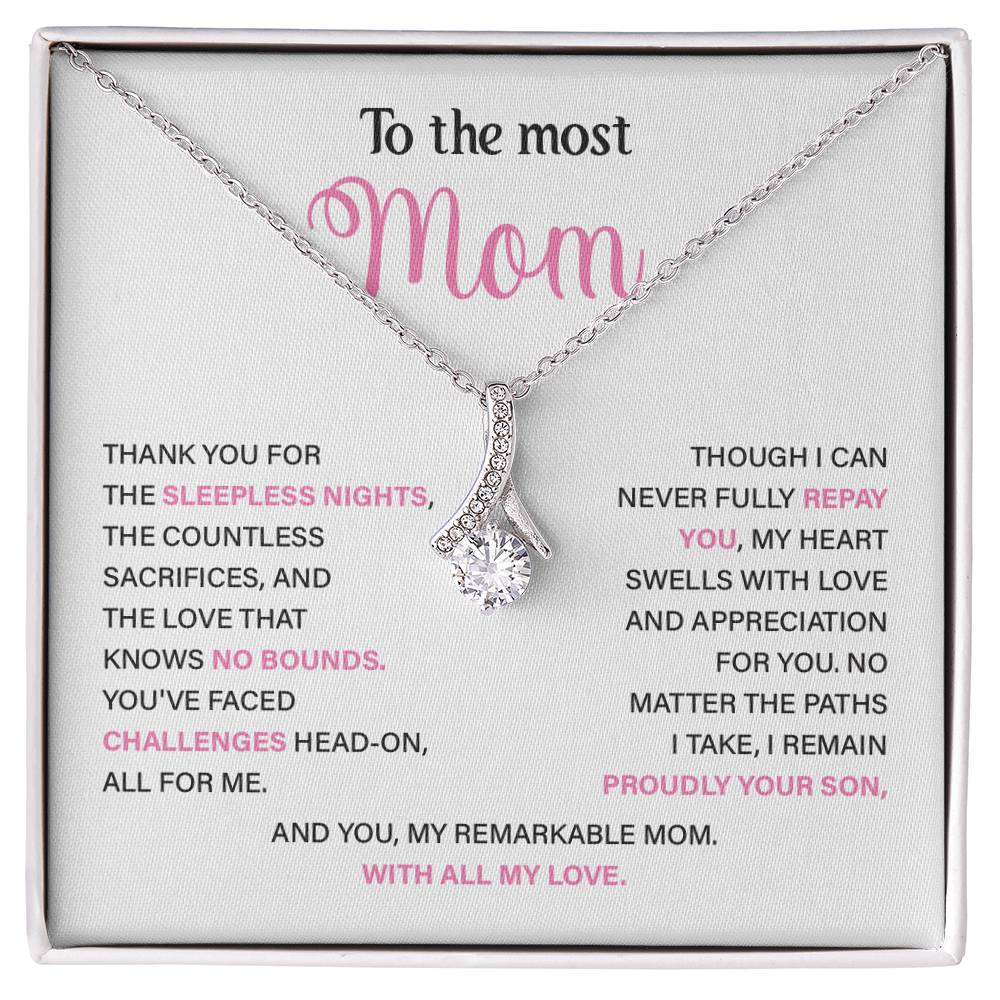Mom Gift Necklace From Son With Message Card