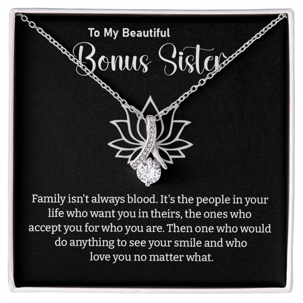 Bonus Sister Necklace Gift – Elegant Jewelry with Heartfelt Message Card