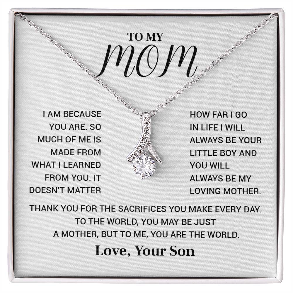 Necklace for Mom from Son – You Are the World Message Card