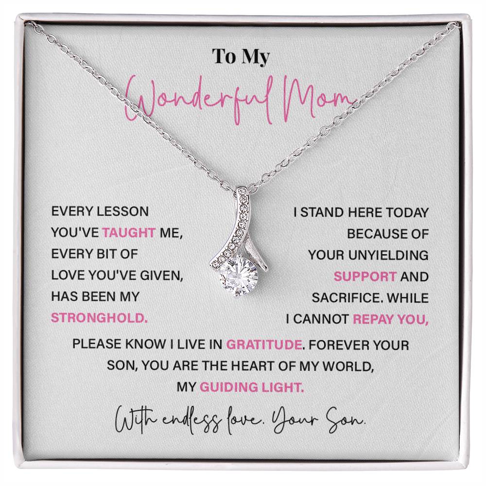 Necklace for Mom from Son with Gratitude Message Card Gift Boxed