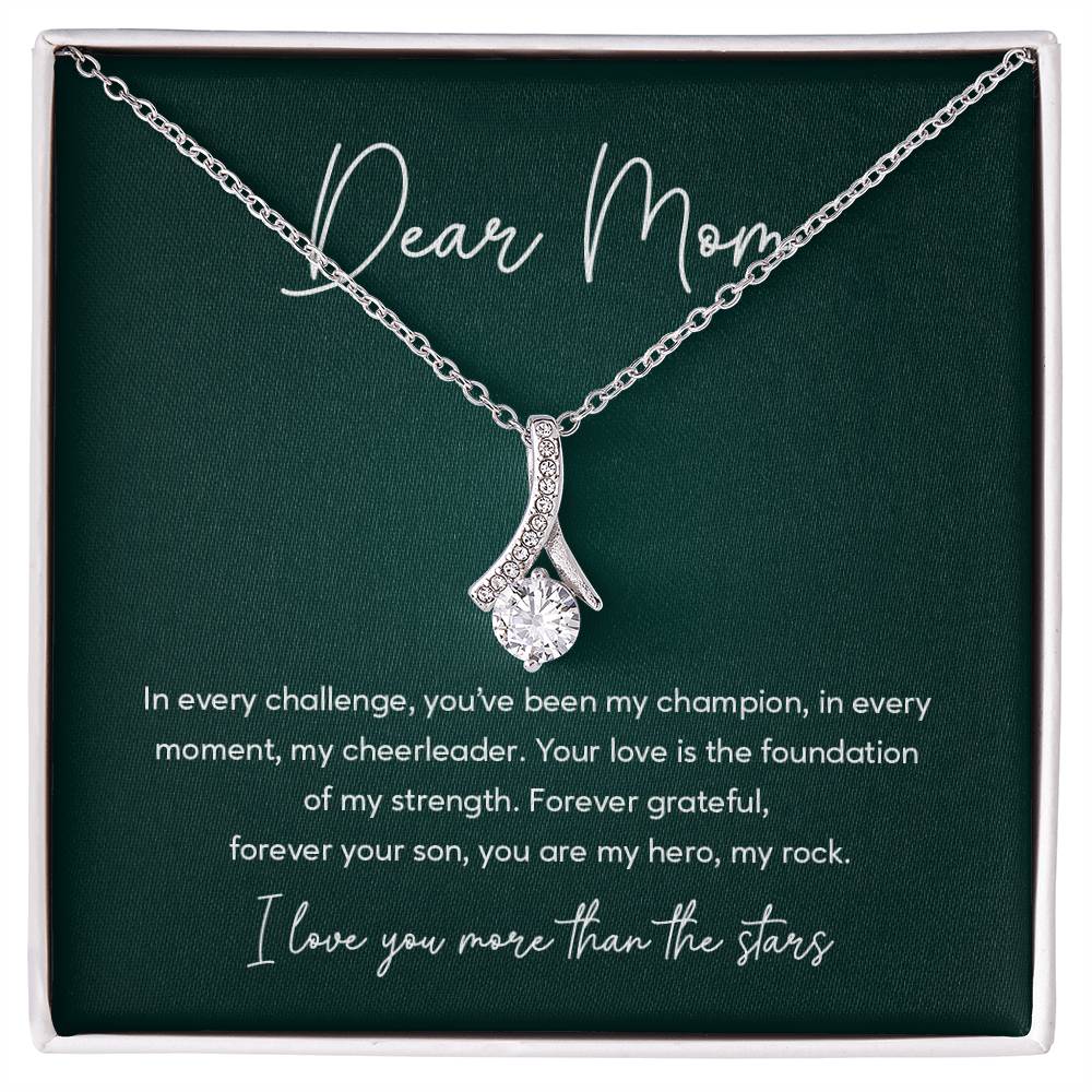 Mom Necklace from Son – I Love You More Than the Stars Message Card