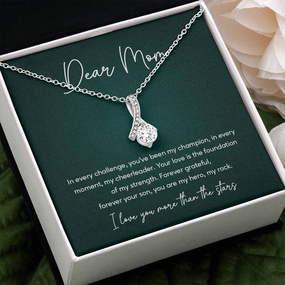 Mom Necklace from Son – I Love You More Than the Stars Message Card