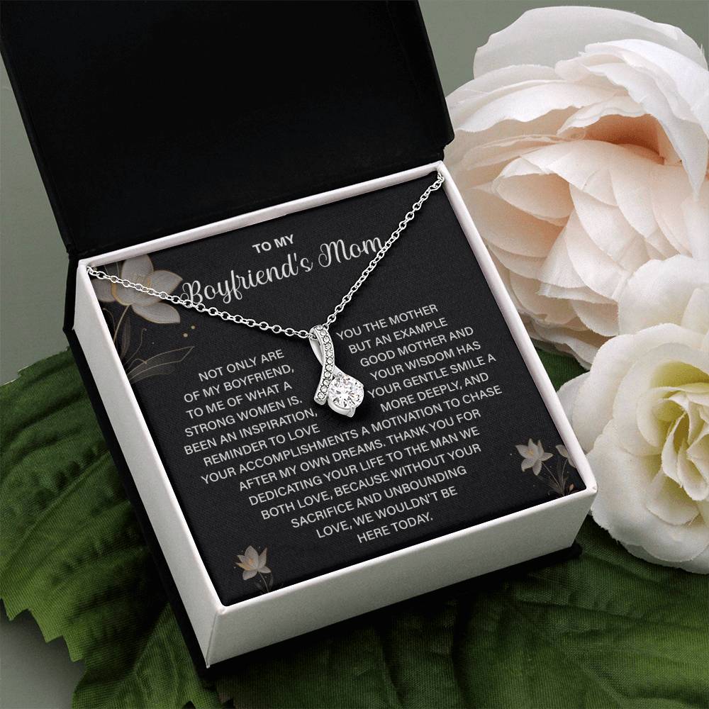 Boyfriend’s Mom Necklace Gift with Floral Message Card