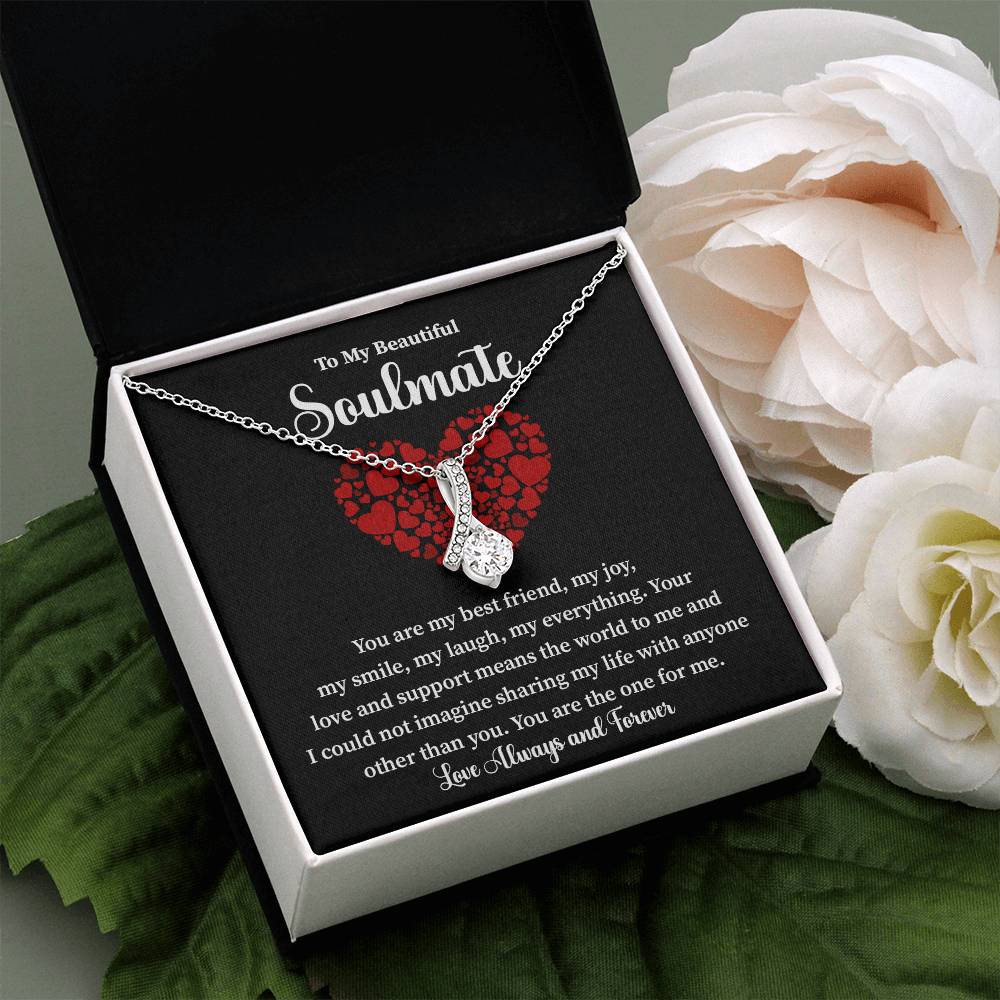 Soulmate Necklace Gift for Her with Love Note Card