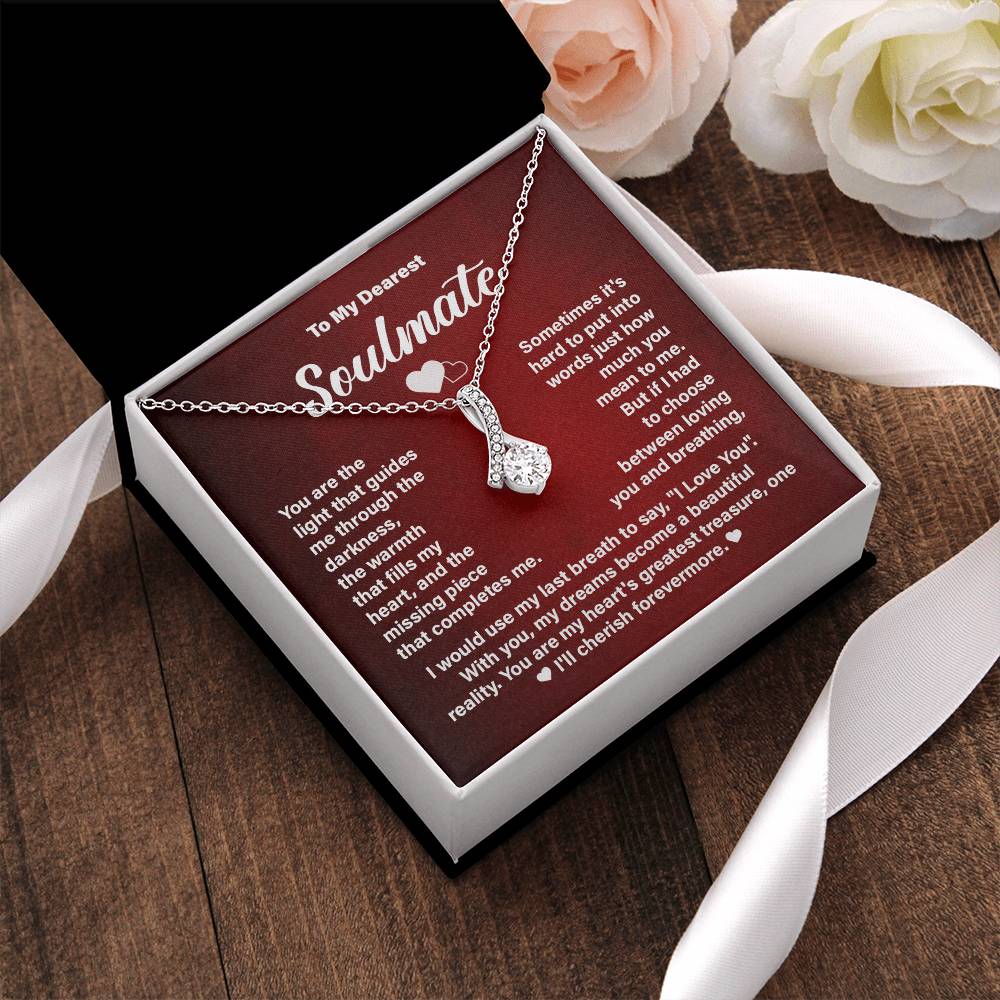Soulmate Necklace Gift for Her – Message Card and Gift Box