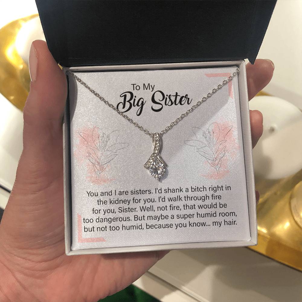 Big Sister Necklace Gift with Hilarious Quote Card