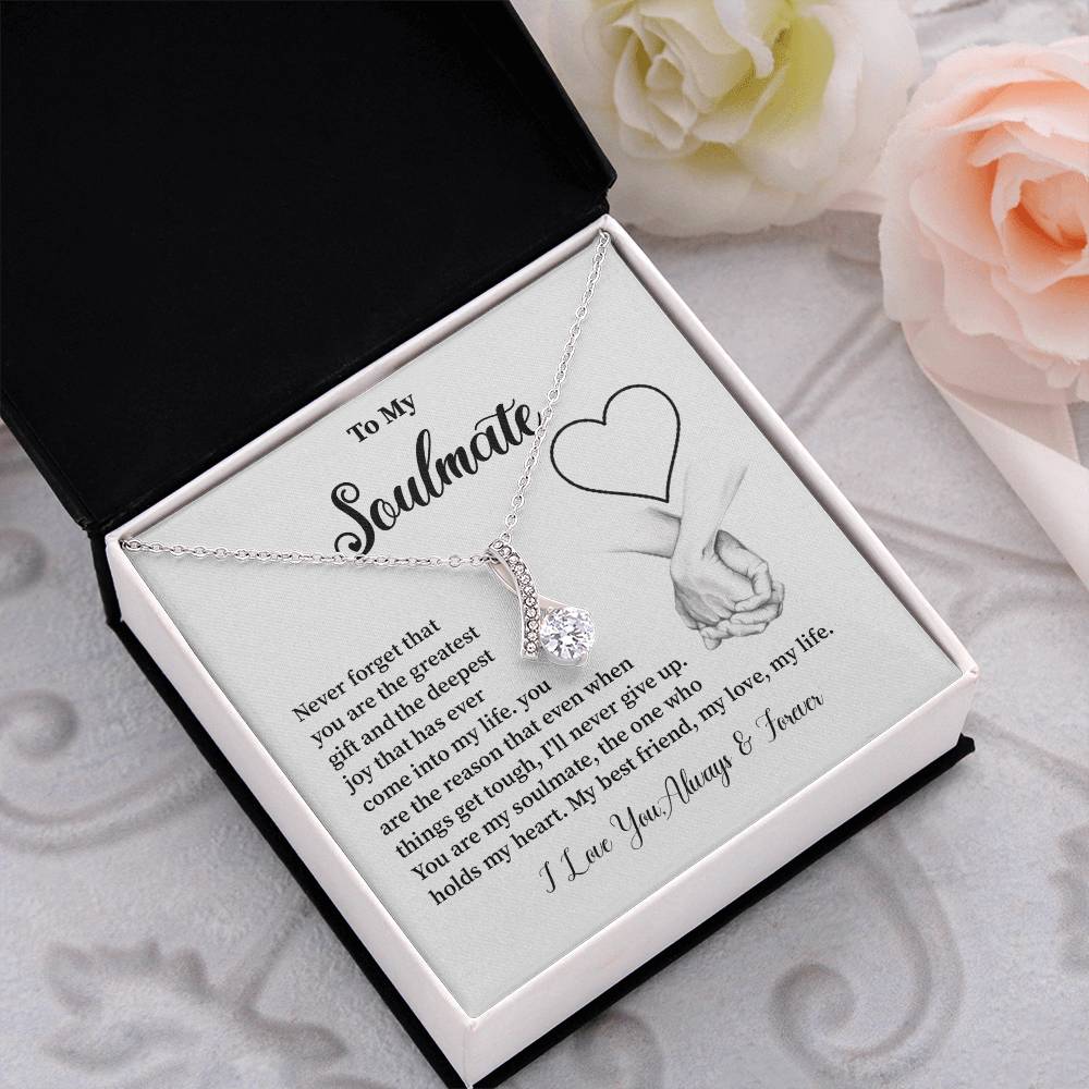 Soulmate Necklace Gift for Her – Message Card and Gift Box