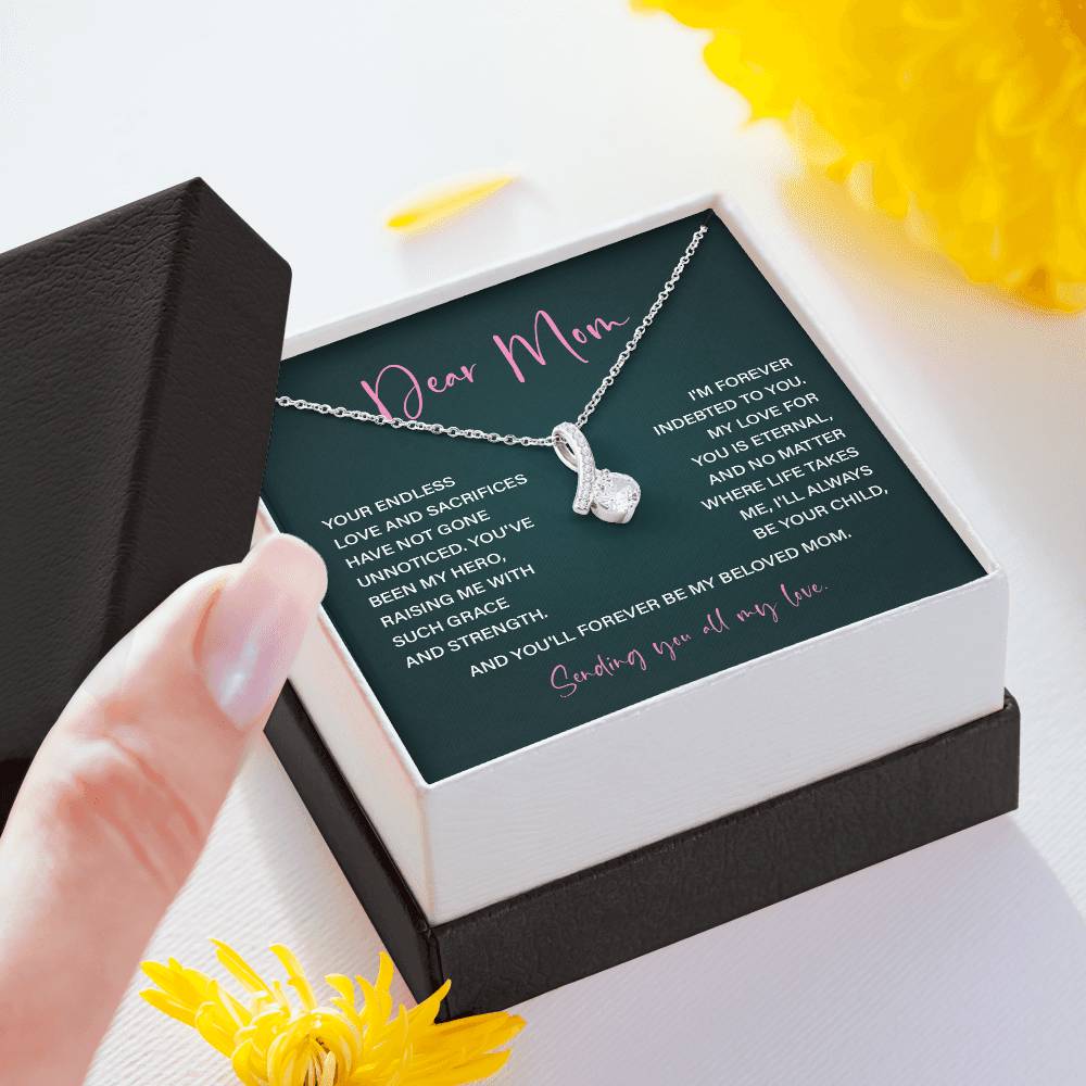 Dear Mom Necklace Gift – Eternal Love Message for Graceful Mother