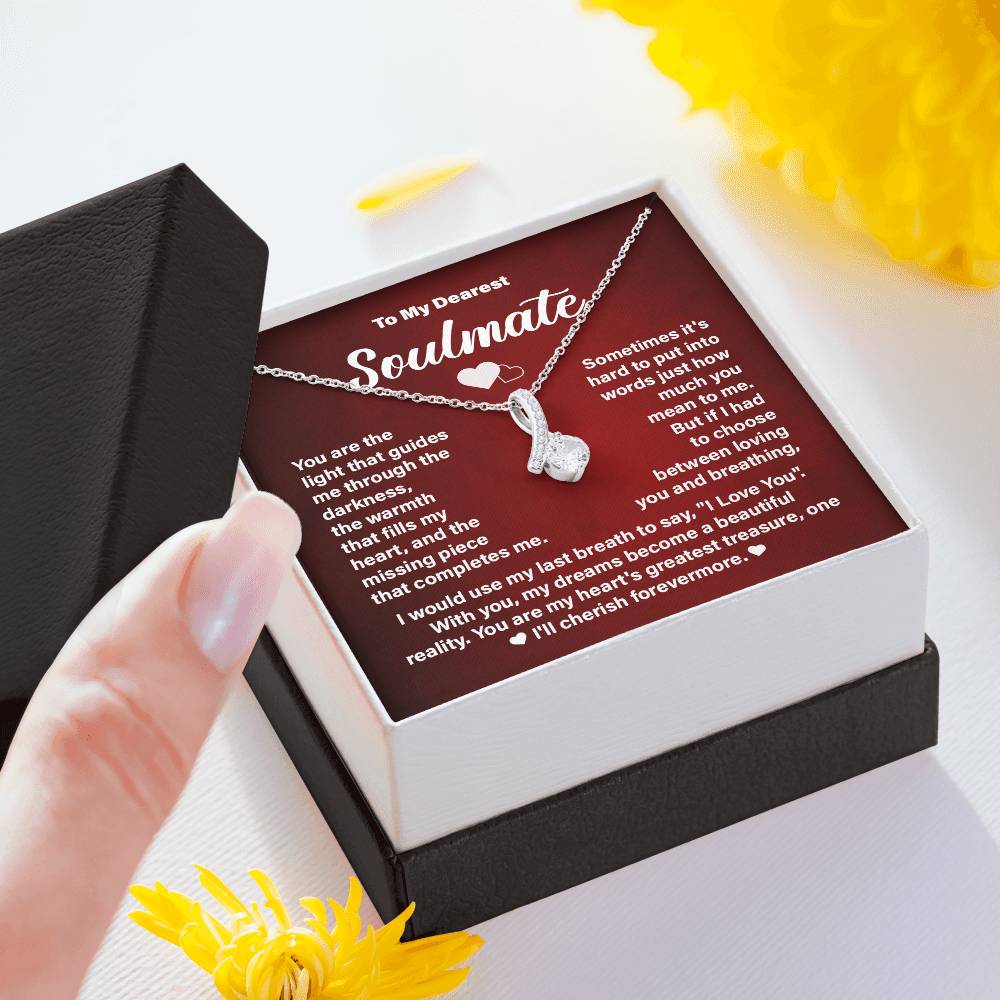 Soulmate Necklace Gift for Her – Message Card and Gift Box