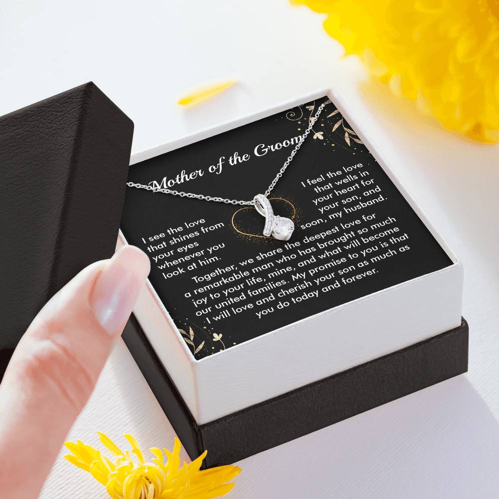 Mother of Groom Necklace Gift from Bride Message Card