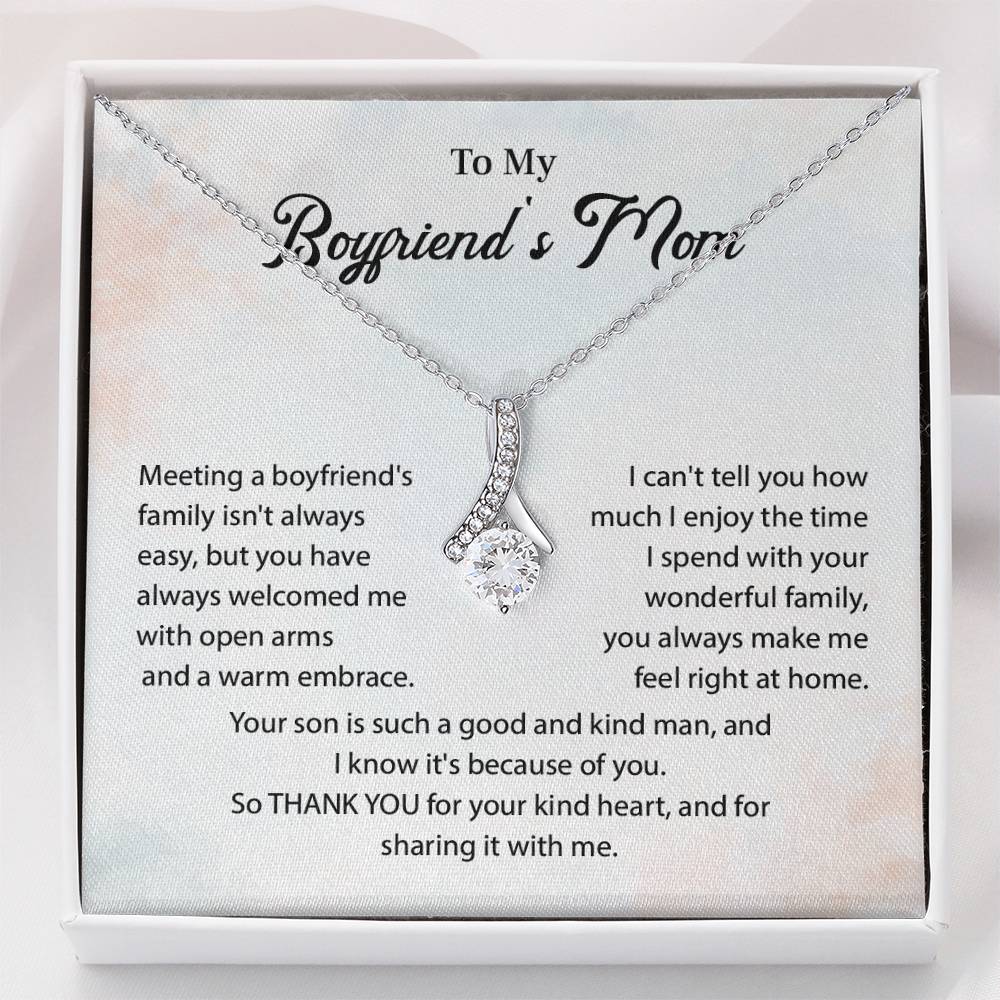 Boyfriend’s Mom Teardrop Necklace Gift with Card