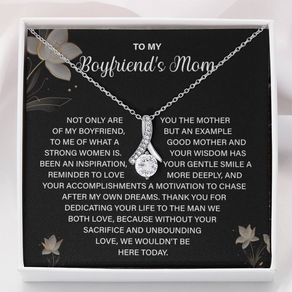 Boyfriend’s Mom Necklace Gift with Floral Message Card