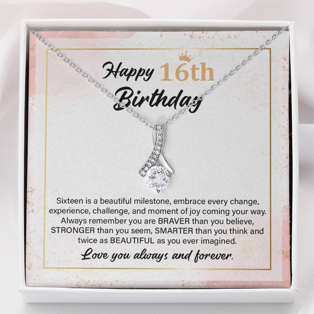16th Birthday Necklace Gift with Meaningful Message