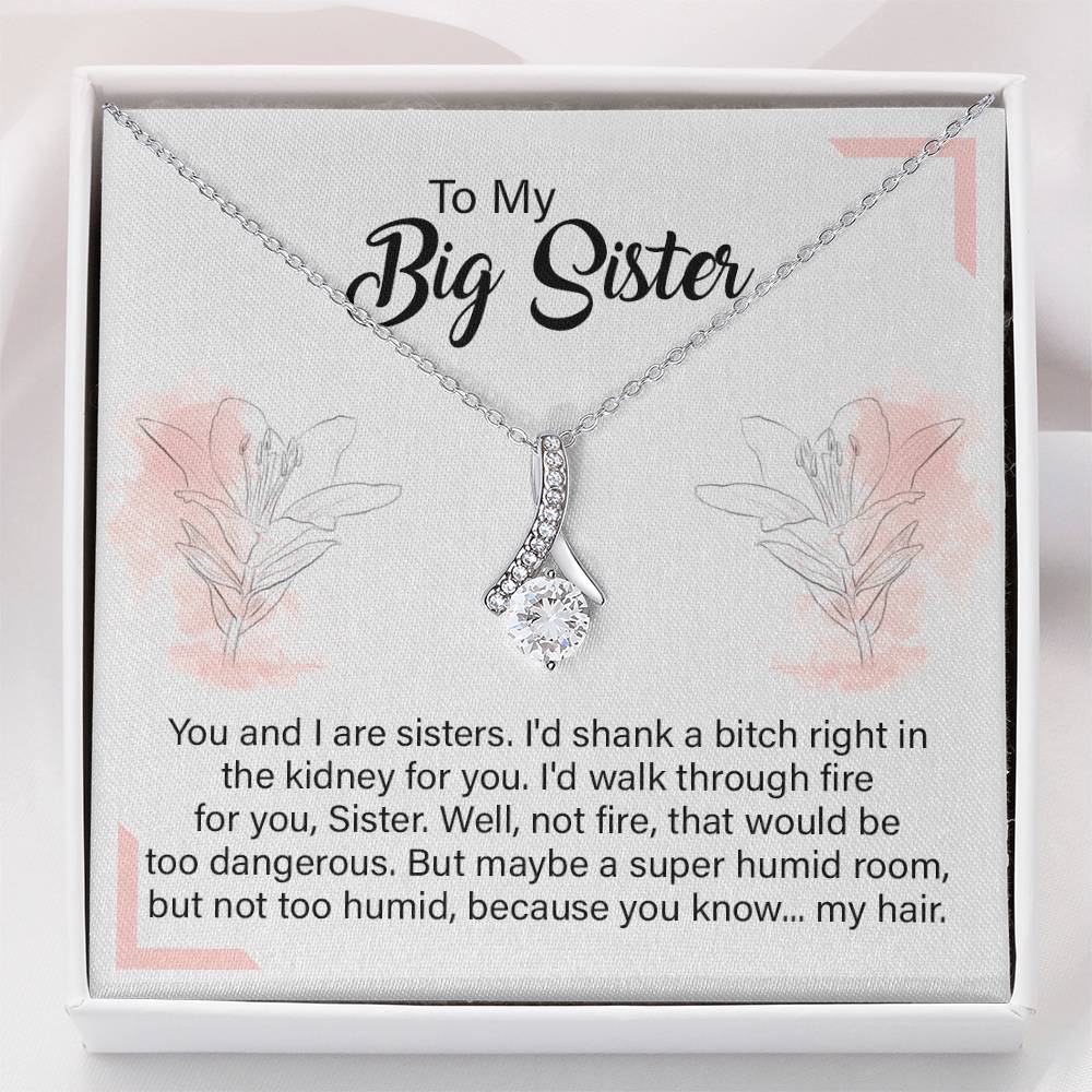 Big Sister Necklace Gift with Hilarious Quote Card
