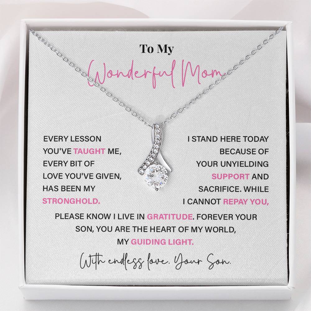 Necklace for Mom from Son with Gratitude Message Card Gift Boxed