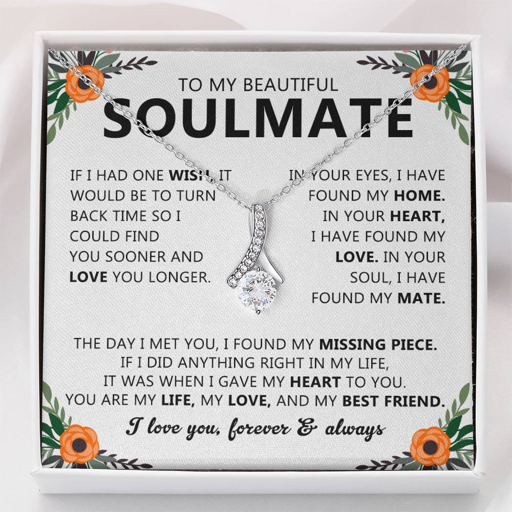 Soulmate Drop Pendant Necklace with Love Card