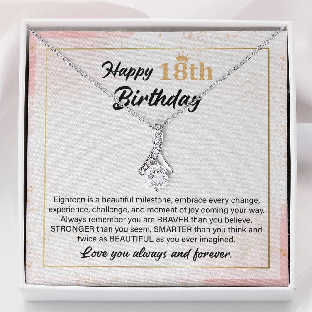 18th Birthday Necklace Gift with Motivational Card