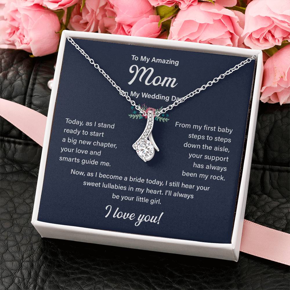 To My Mom Necklace Gift on My Wedding Day With Message