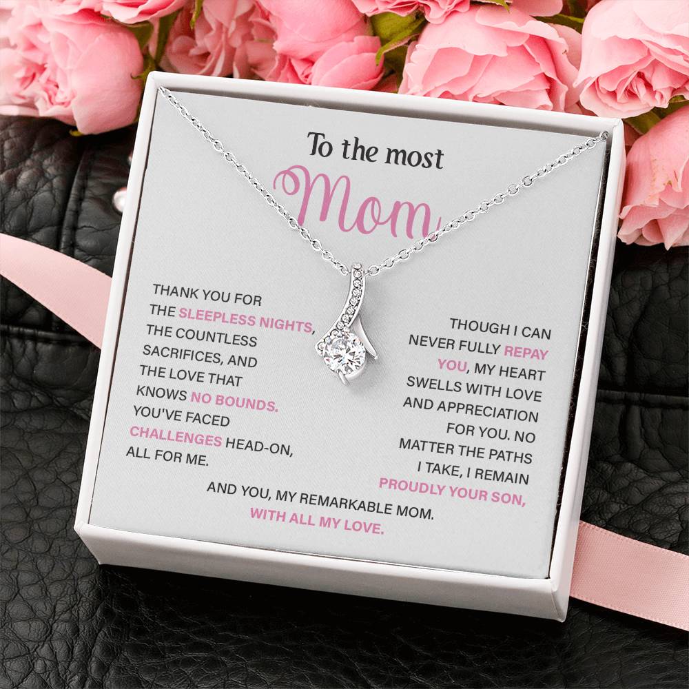 Mom Gift Necklace From Son With Message Card