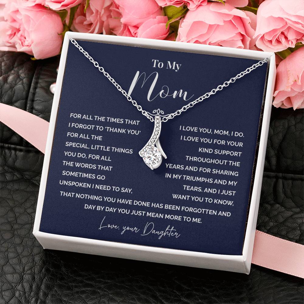 To My Mom Necklace from Daughter – Love Knot with Thank You Message