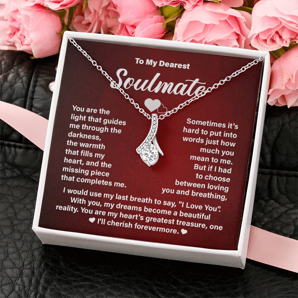 Soulmate Necklace Gift for Her – Message Card and Gift Box