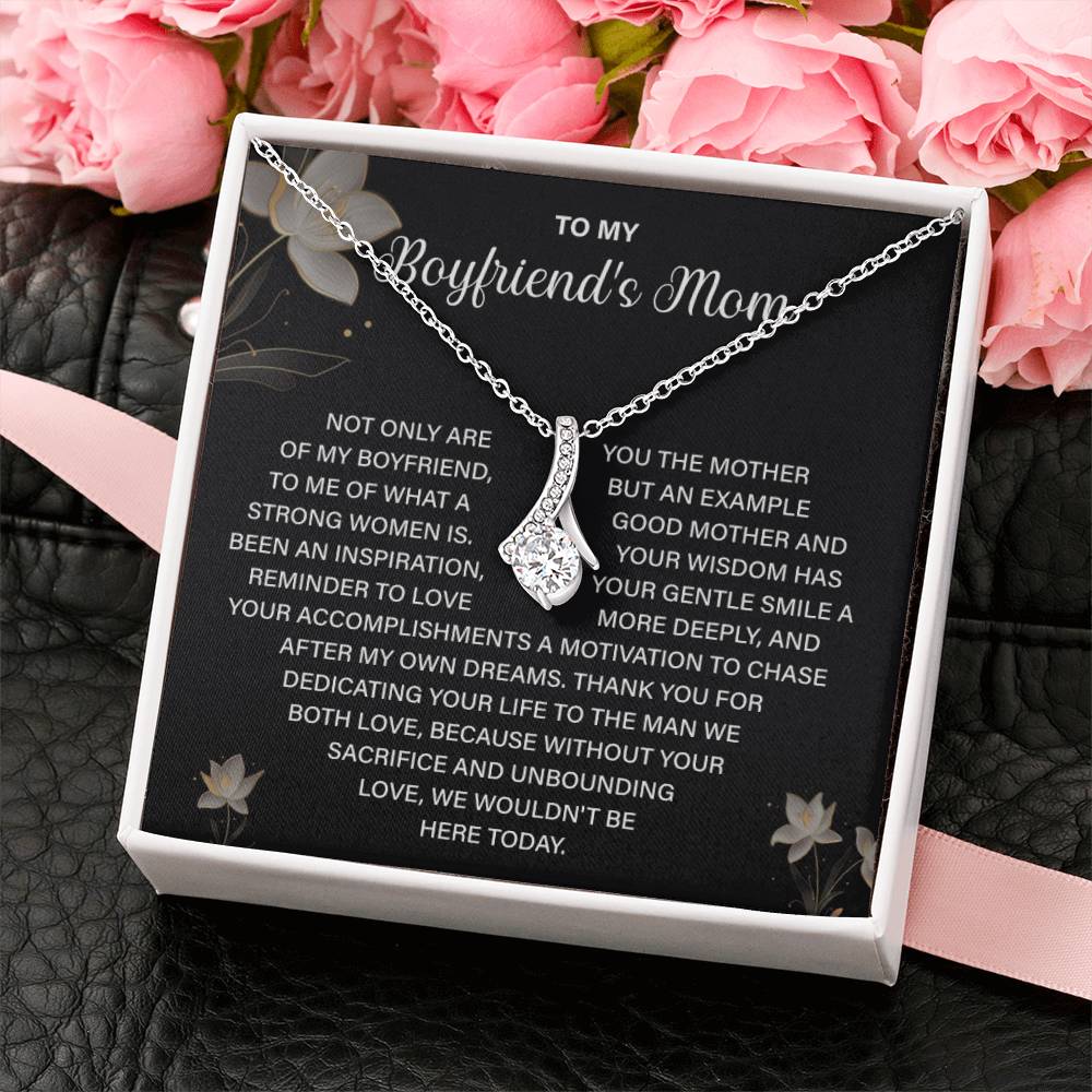 Boyfriend’s Mom Necklace Gift with Floral Message Card