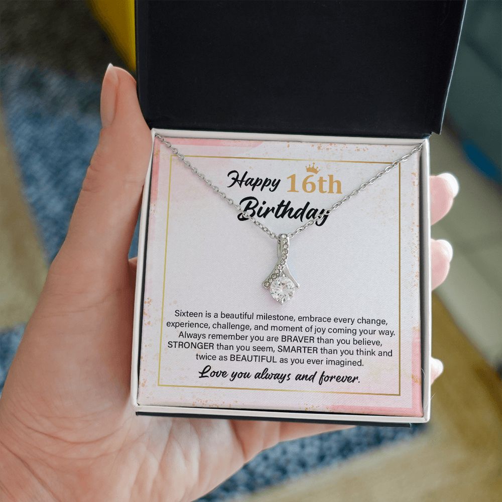 16th Birthday Necklace Gift with Meaningful Message