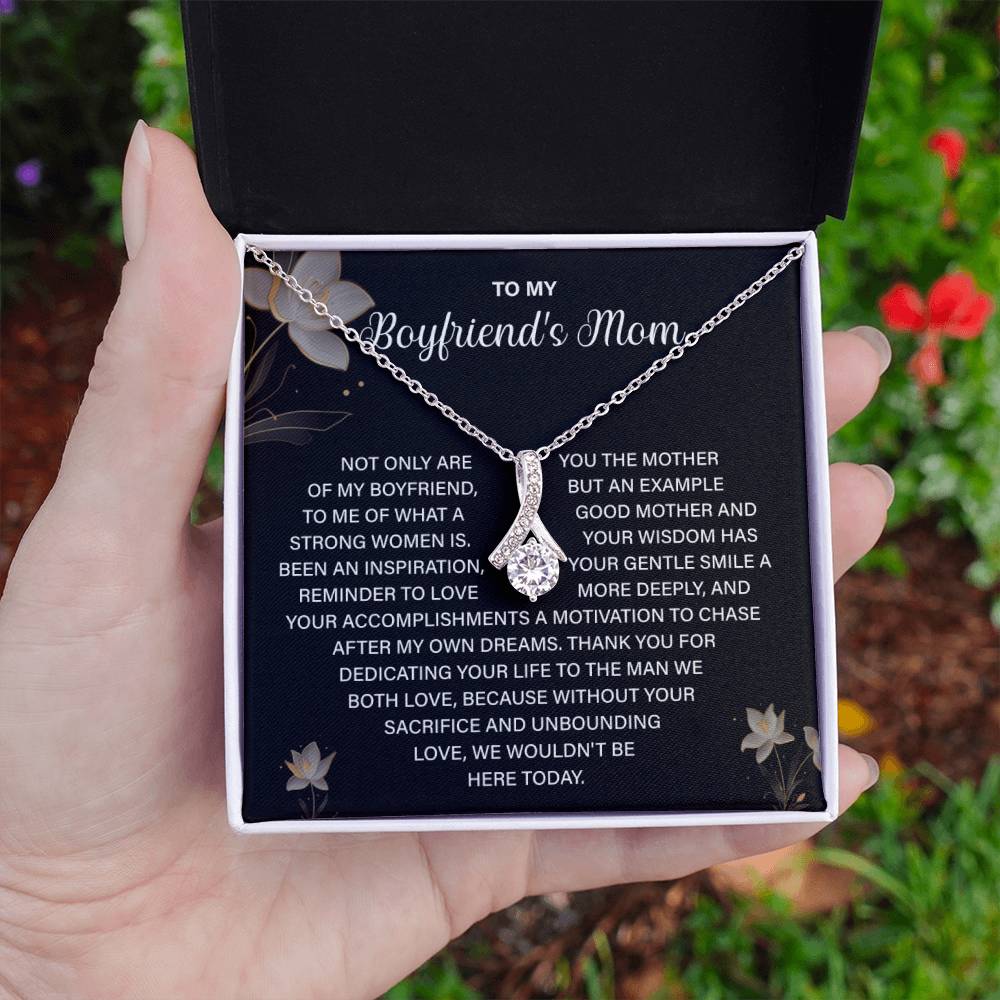 Boyfriend’s Mom Necklace Gift with Floral Message Card