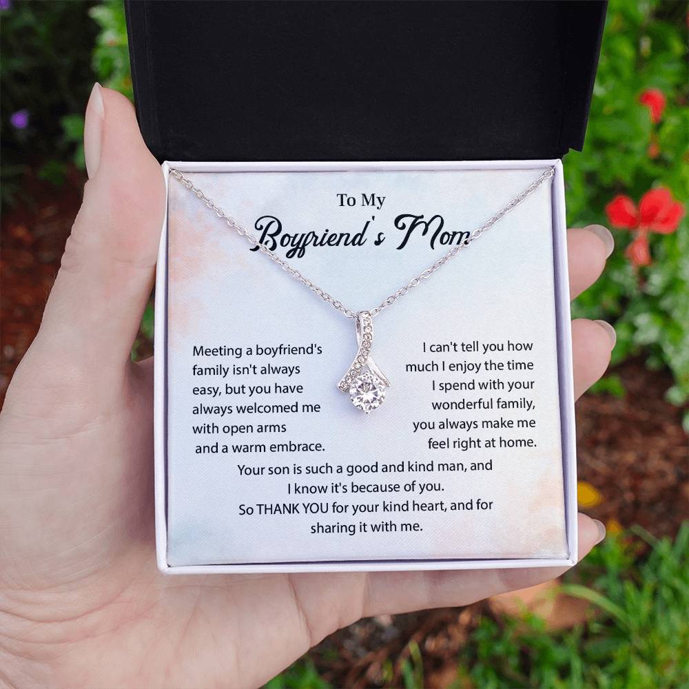 Boyfriend’s Mom Teardrop Necklace Gift with Card