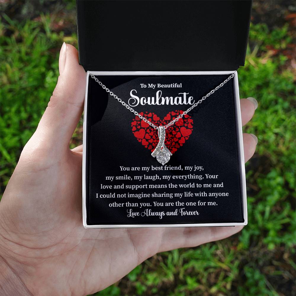 Soulmate Necklace Gift for Her with Love Note Card
