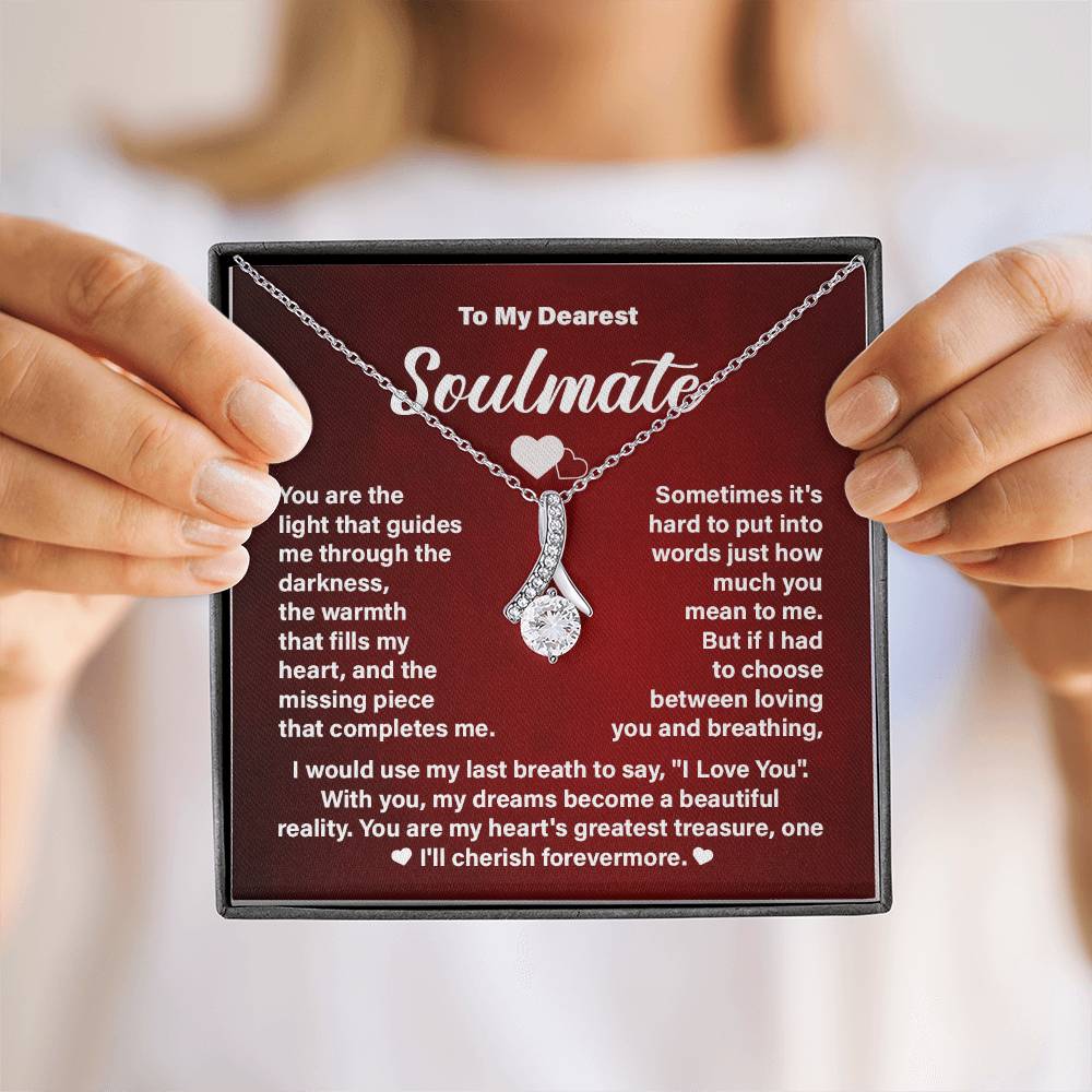 Soulmate Necklace Gift for Her – Message Card and Gift Box