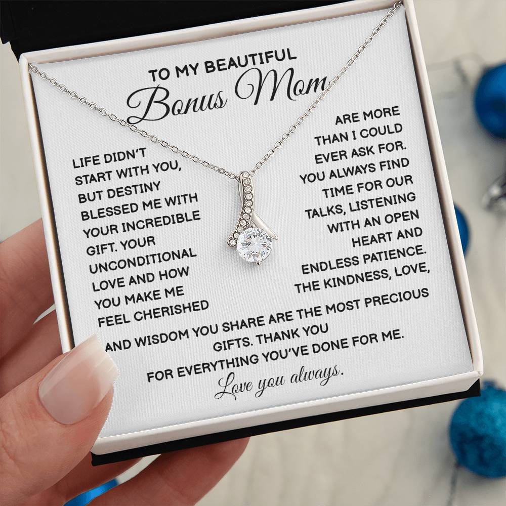 To My Beautiful Bonus Mom Beautiful Bonus Mom Necklace Unique Gift For Bonus Mom Thoughtful Jewelry For Bonus Mom Thank You Bonus Mom Gift Special Occasion Gift For Bonus Mom Unique Bonus Mom Jewelry Bonus Mom Special Bond Necklace