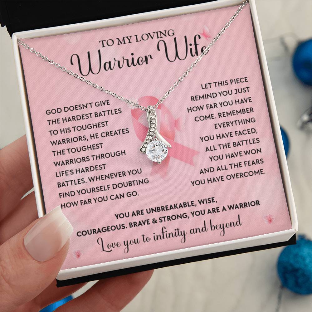 Breast Cancer Warrior Wife Necklace With Message Card