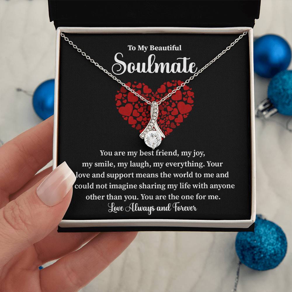 Soulmate Necklace Gift for Her with Love Note Card