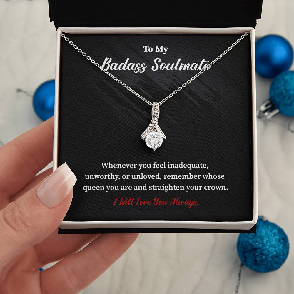 Soulmate Necklace Gift for Her with Bold Message Card