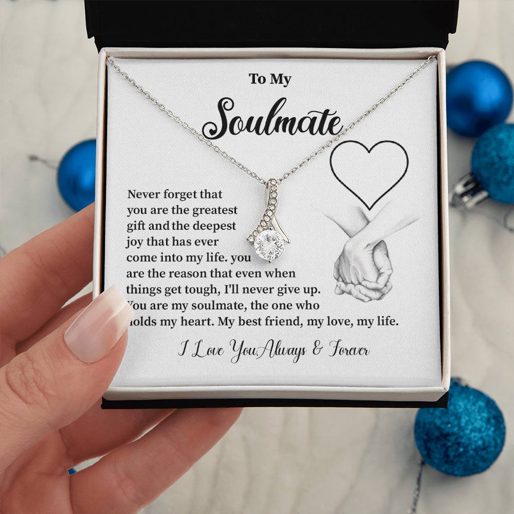 Soulmate Necklace Gift for Her – Message Card and Gift Box