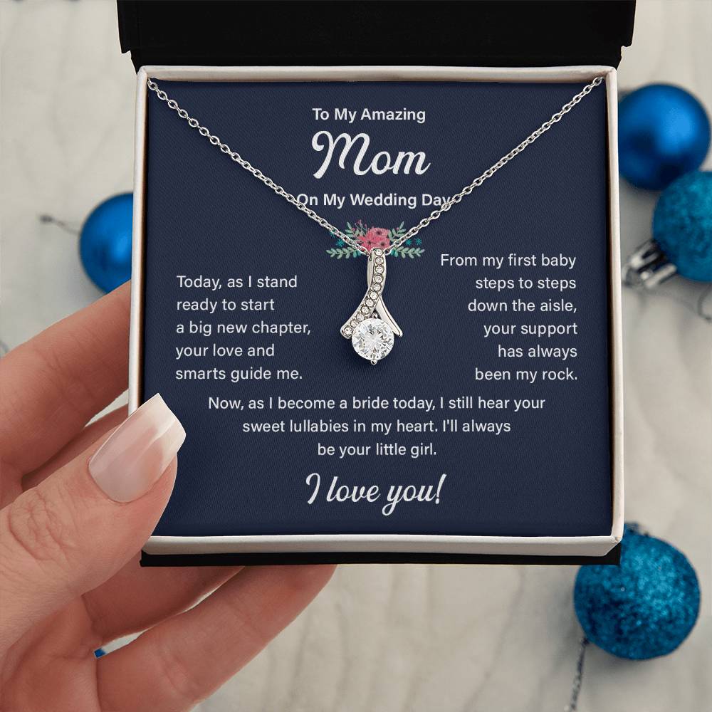 To My Mom Necklace Gift on My Wedding Day With Message