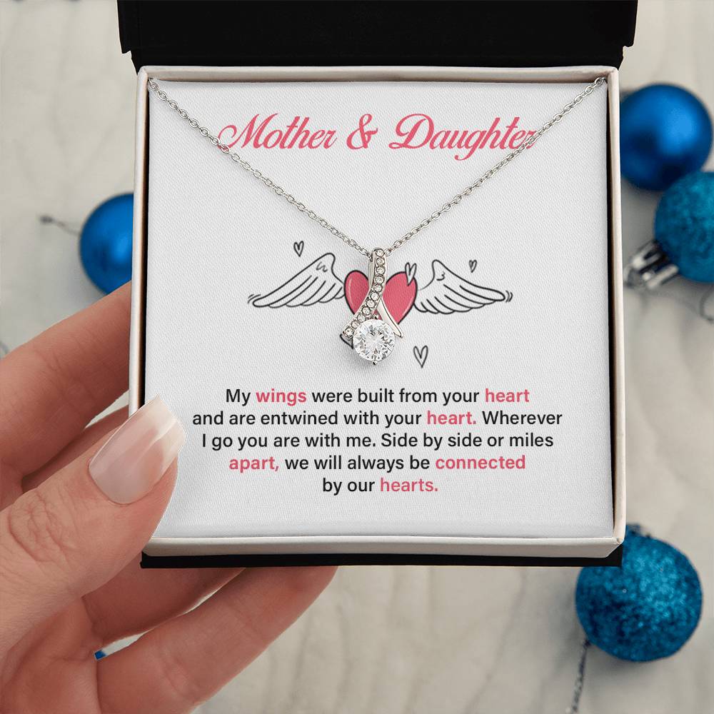 Mother Daughter Heart Necklace with Message Card