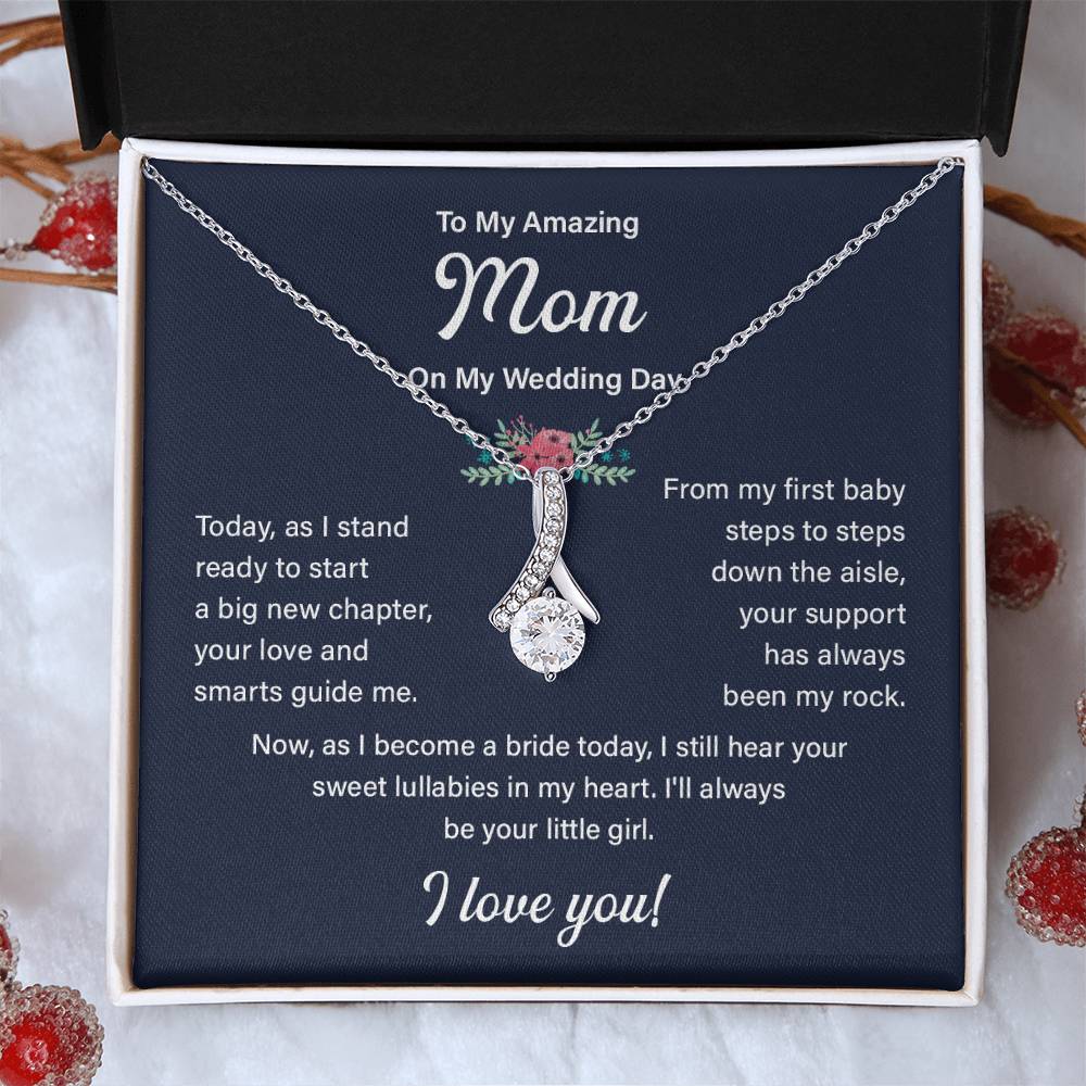 To My Mom Necklace Gift on My Wedding Day With Message