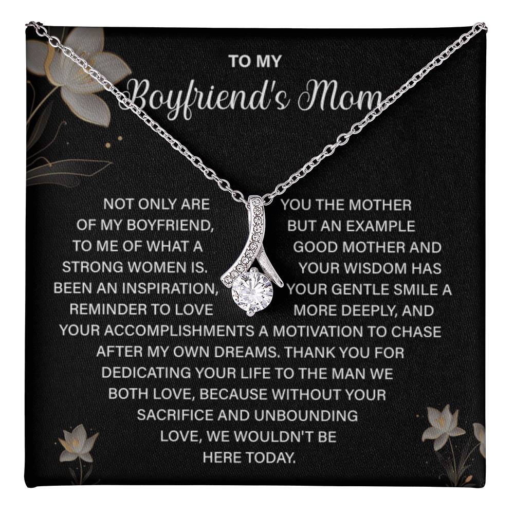 Boyfriend’s Mom Necklace Gift with Floral Message Card