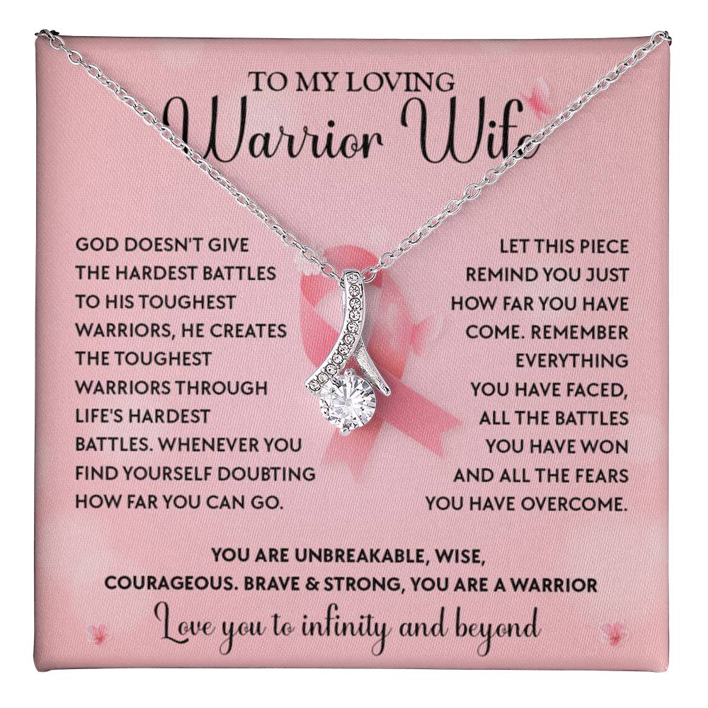 Breast Cancer Warrior Wife Necklace With Message Card