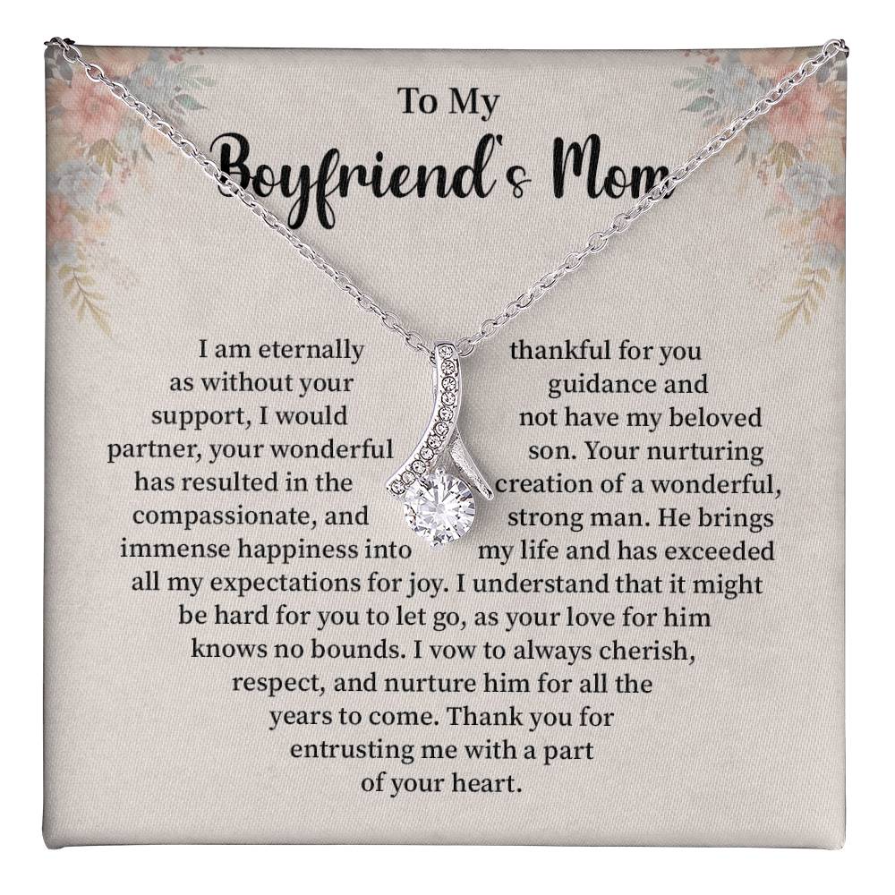 Boyfriend’s Mom Necklace Gift with Floral Card Design