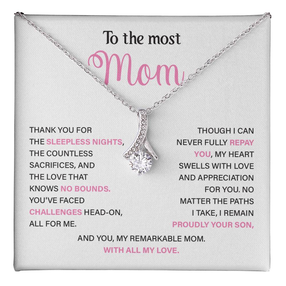 Mom Gift Necklace From Son With Message Card